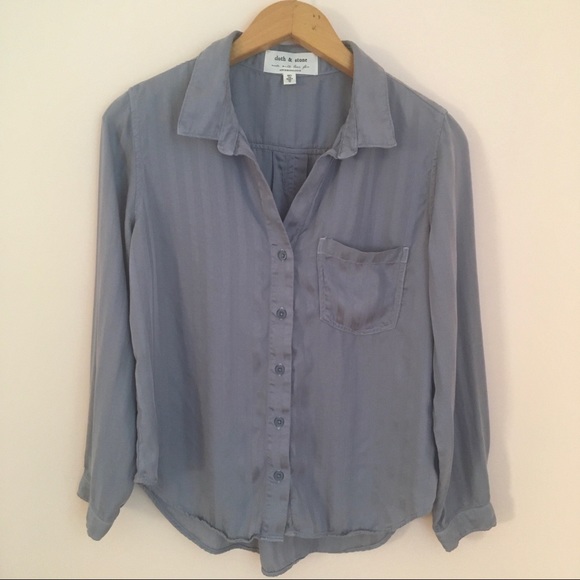 Anthropologie Cloth & Stone Blue Grey Button Down - Picture 4 of 13